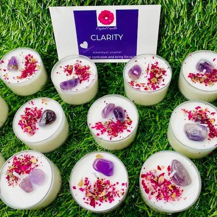 BULK Clarity " Amethyst crystal " soy vegan candle