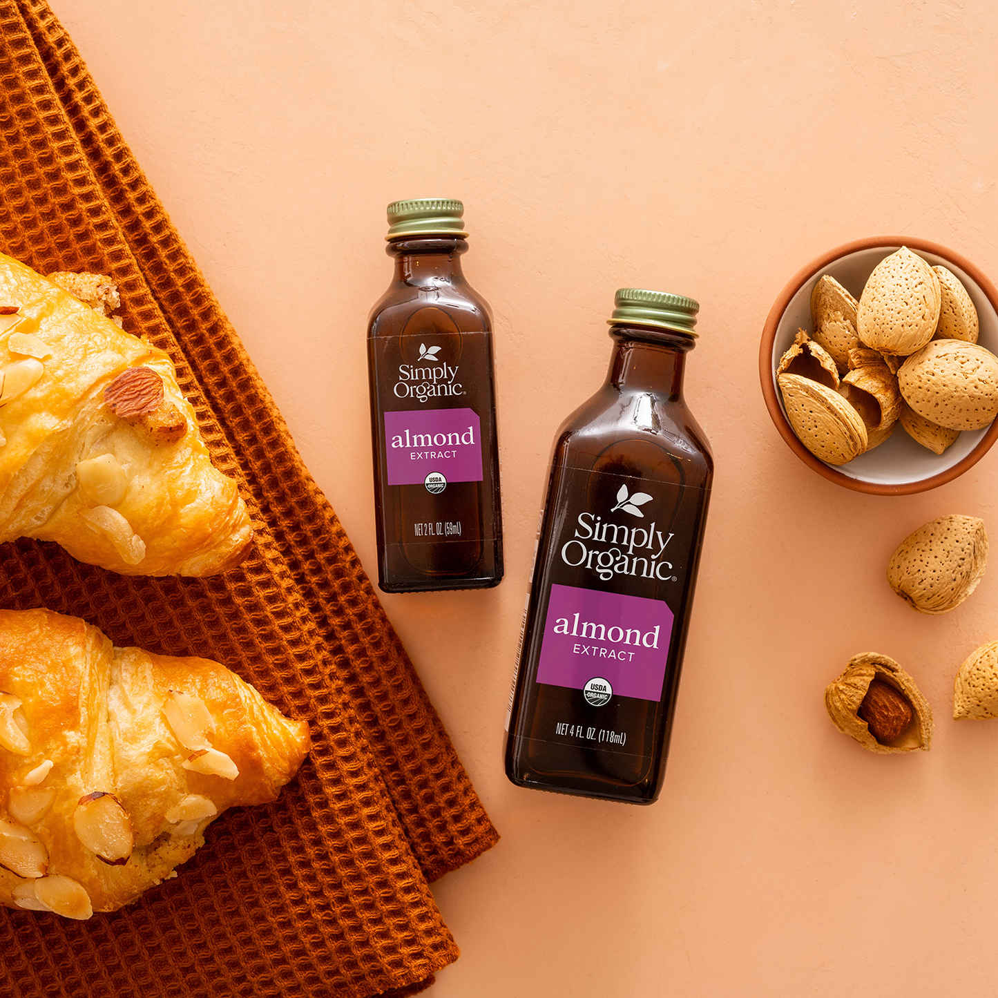 Pure Almond Extract, Certified Organic, Kosher, 2 Fl Oz