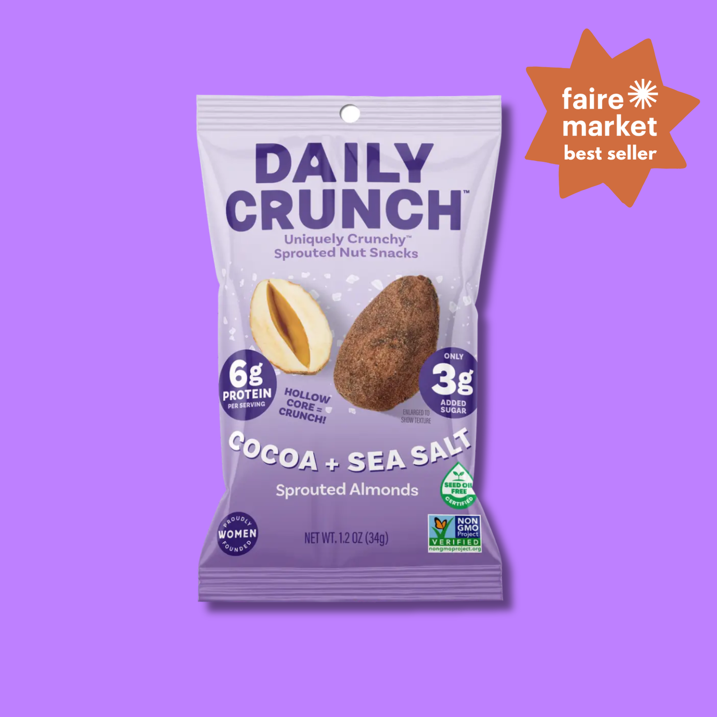 Daily Crunch Cocoa Sprouted Almonds | Single Serve Snack Nut