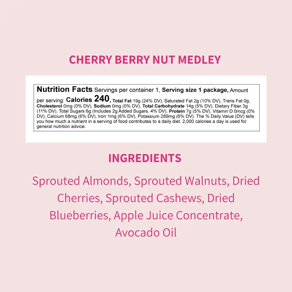Daily Crunch Cherry Berry Sprouted Nut Mix | Single Serves