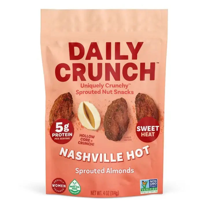 Daily Crunch Nashville Hot Sprouted Almonds | Resealable Bag