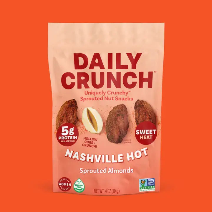 Daily Crunch Nashville Hot Sprouted Almonds | Resealable Bag