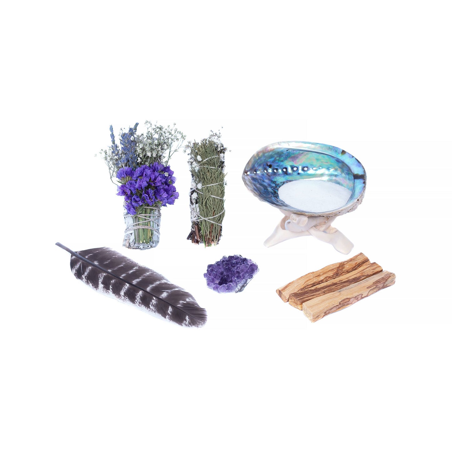 Peaceful Sage Floral Bundles w/Palo Santo & Amethyst Kit