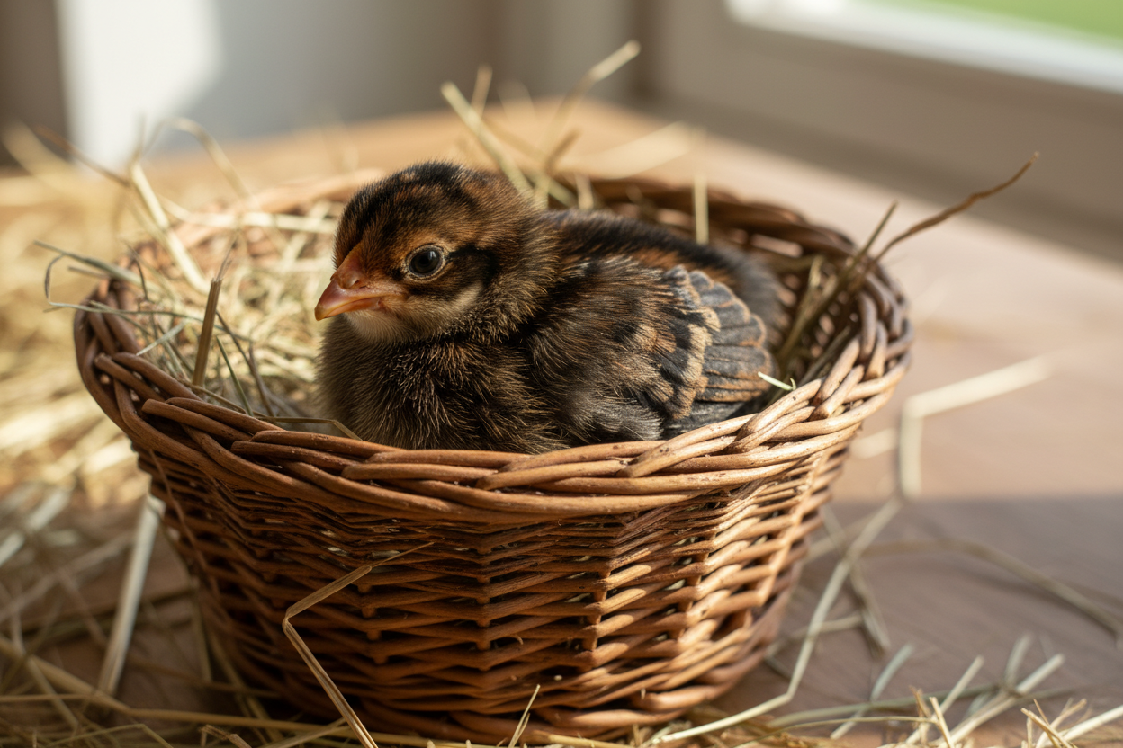 create a marans chick in a basket